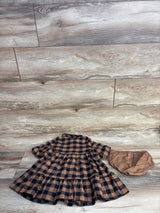 Just One You Buffalo Print Dress & Bloomers Set Brown sz 18m