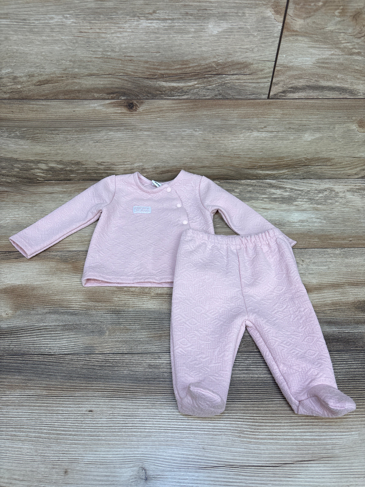 DKNY 2pc Textured Long Sleeve Top & Pants Set Pink sz 0-3m