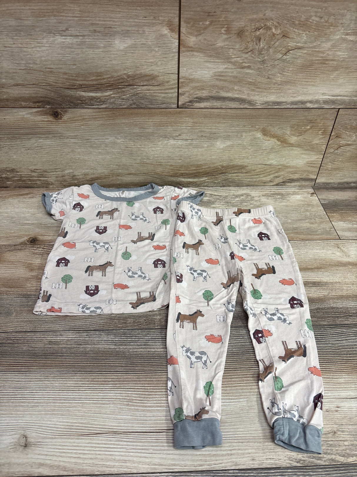 Milkberry 2pc Bamboo Farm Pajama Set Cream sz 24m