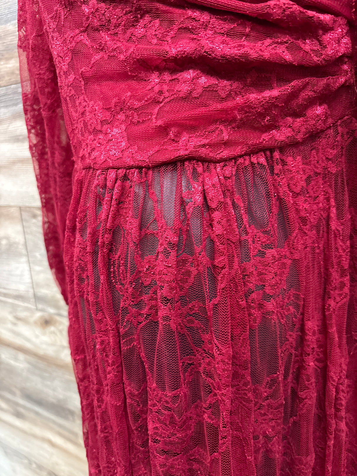 Maternity Photography Floral Lace Dress Dark Red sz Medium