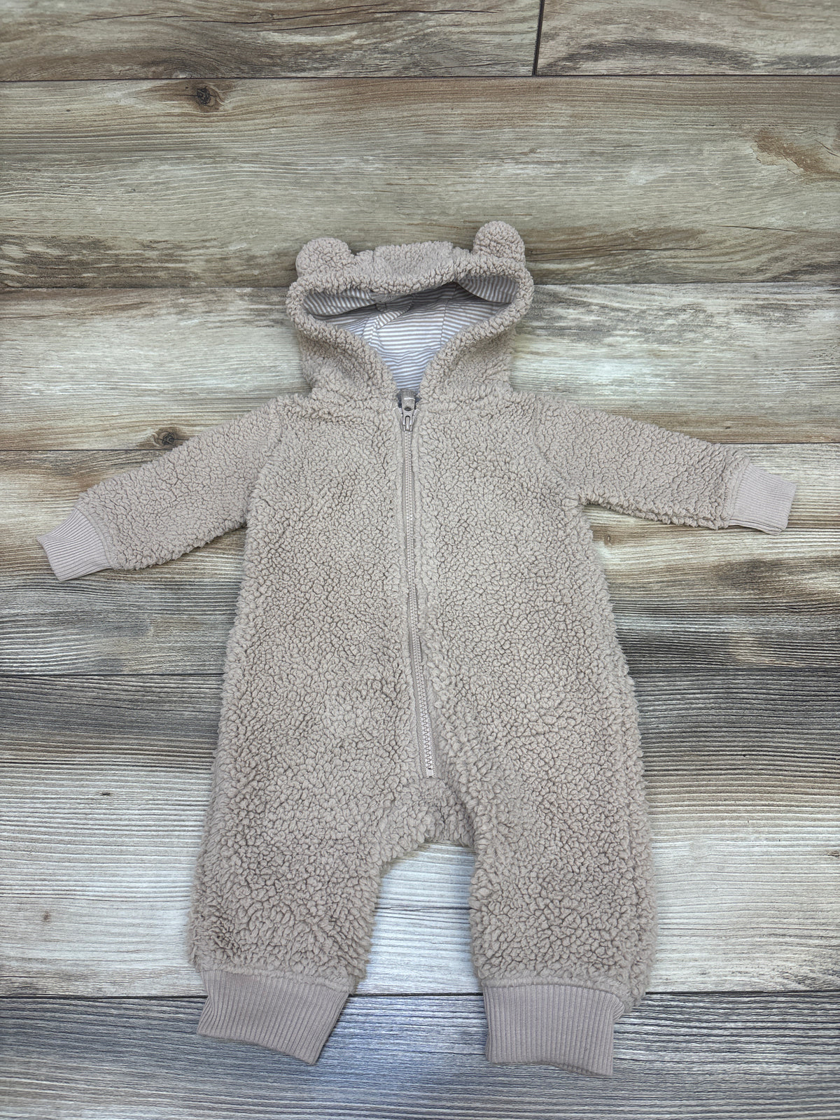 Carter's Sherpa Hooded Coverall Tan sz 3m