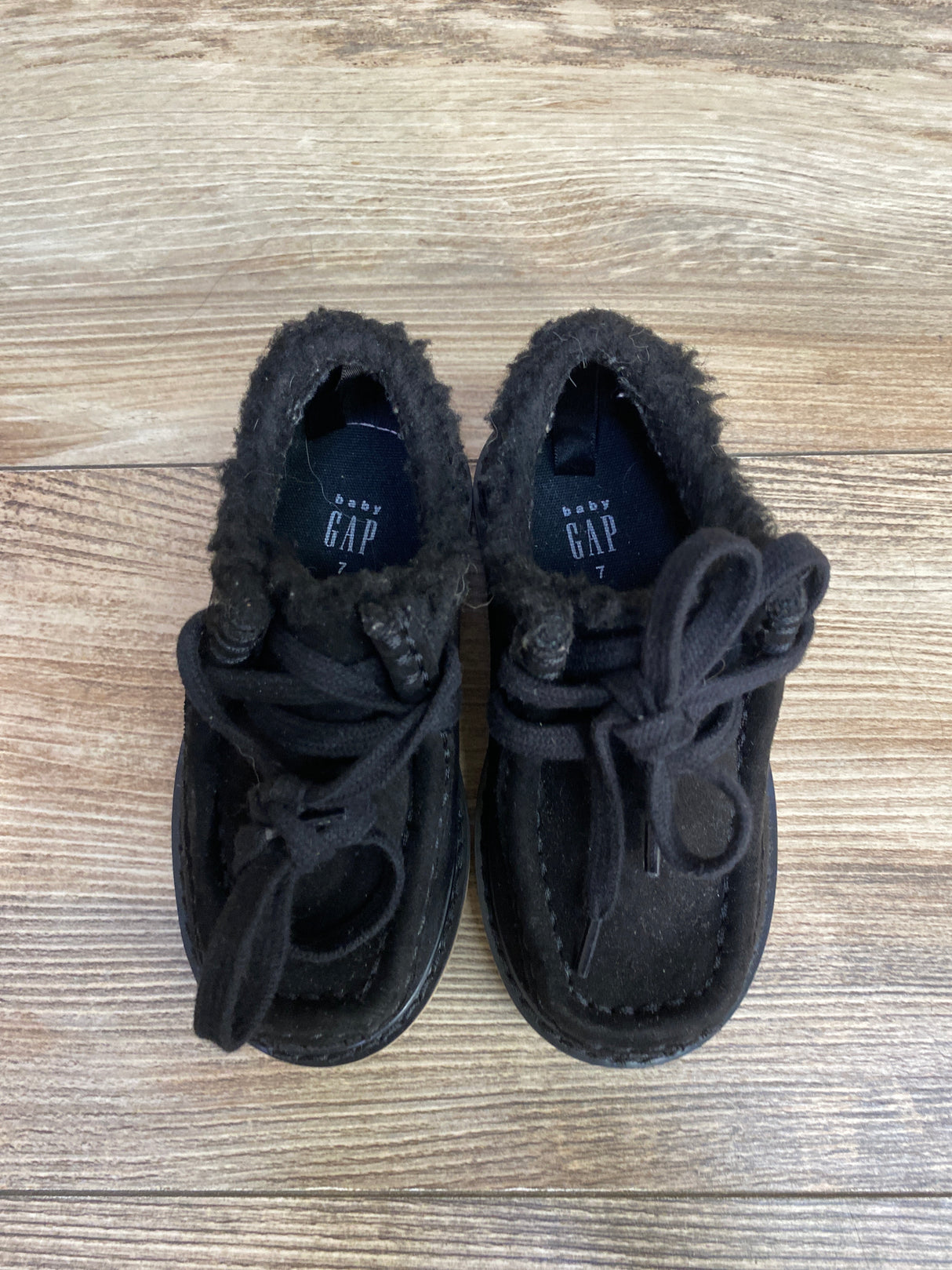 Baby Gap Vegan Suede Sherpa-Lined Loafers Black sz 7c