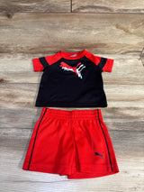 Puma 2pc Shirt & Shorts Set Black/Red sz 3/6m