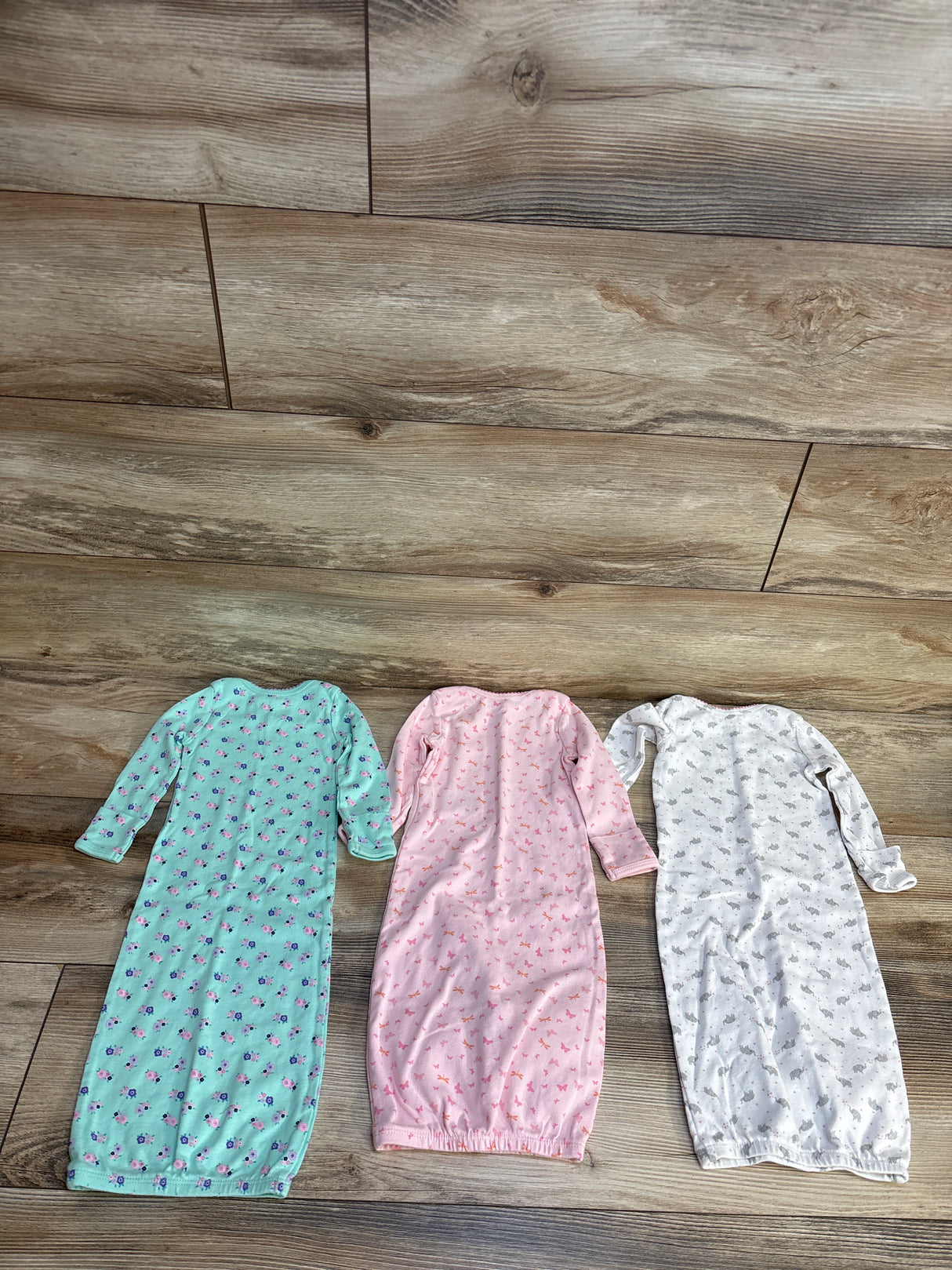 Simple Joys 3pk Butterfly & Dragon Fly Print Sleeper Gown Pink sz 0-3m