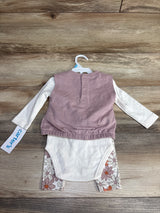 Carter's 3pc Little One Sweater Vest & Floral Bodysuit Set White sz 6m