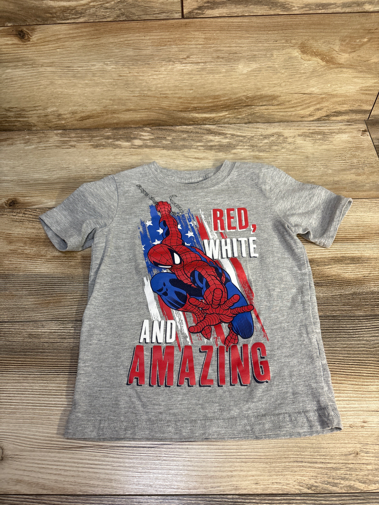 Marvel Spider-Man Red White & Amazing Shirt Grey sz 3T