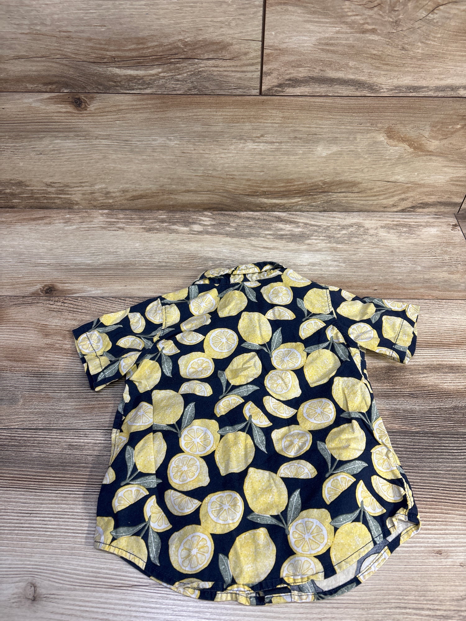 Old Navy Lemon Print Button Up Shirt Navy 18-24m