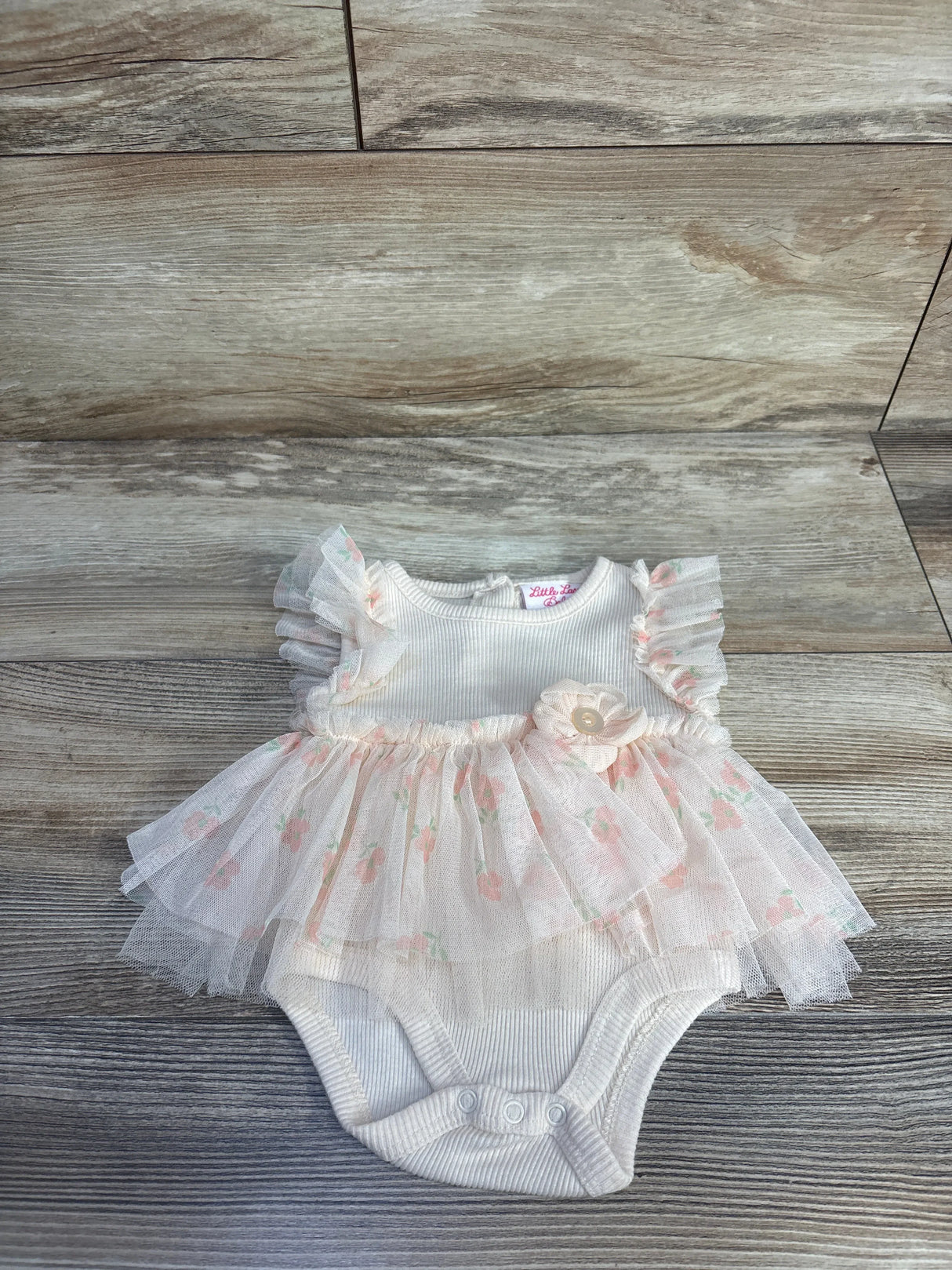 Little Lass Tulle Ribbed Bodysuit Beige sz 0-3m
