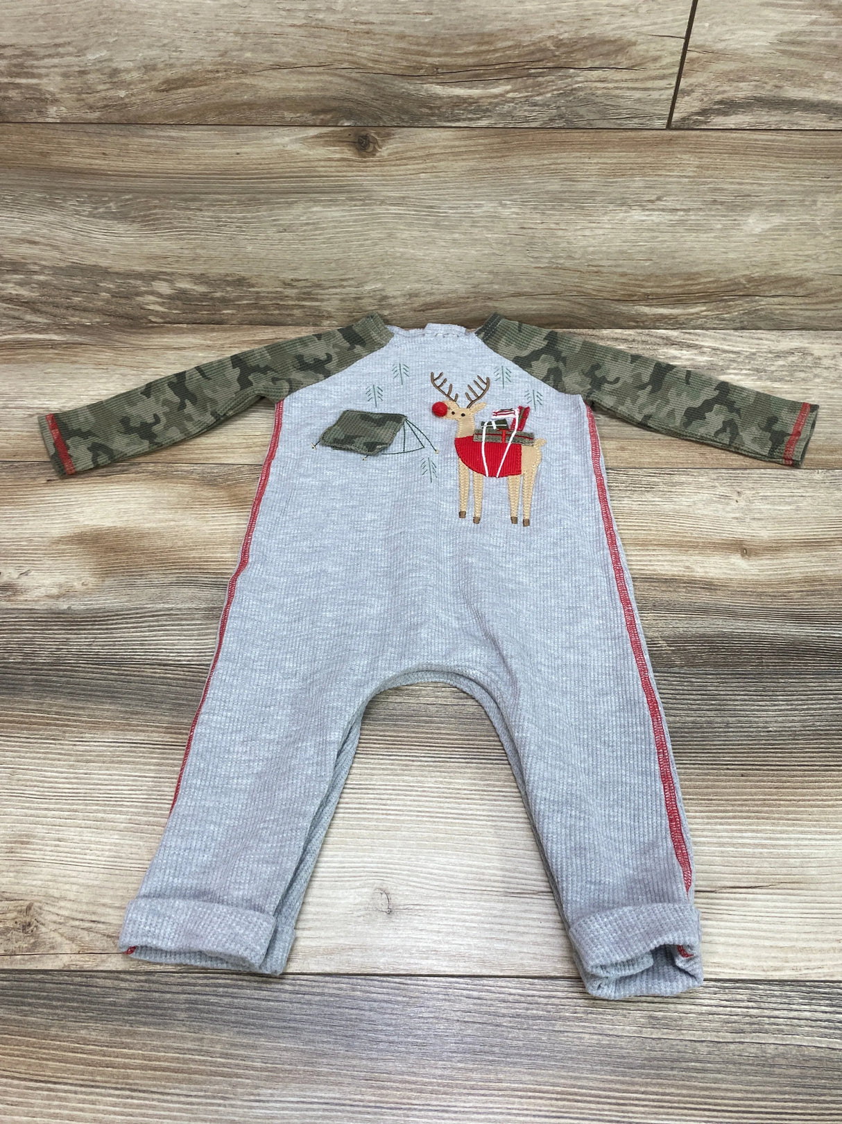 Mudpie Reindeer Raglan Coverall Green/Grey sz 9-12m - Me n Mommy To Be