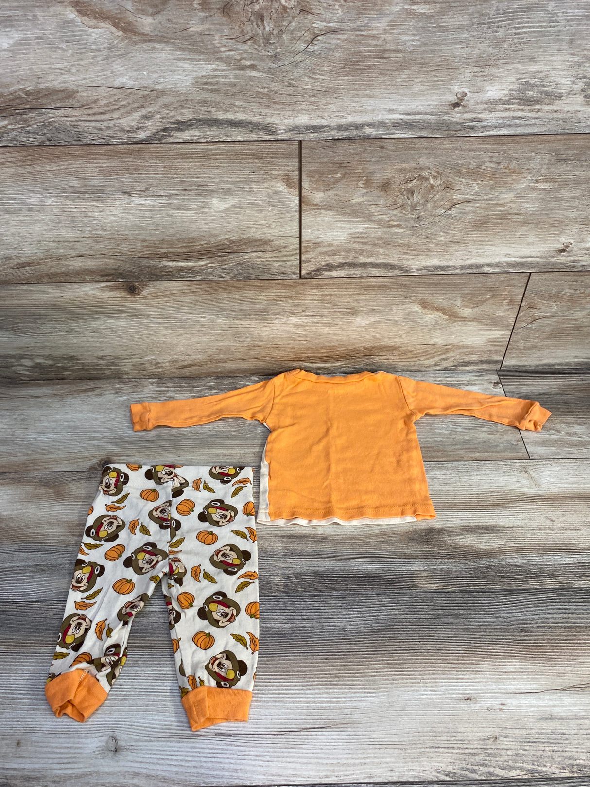 Disney Junior 2pc Mickey Mouse Thanksgiving pajama Set Orange sz 12m