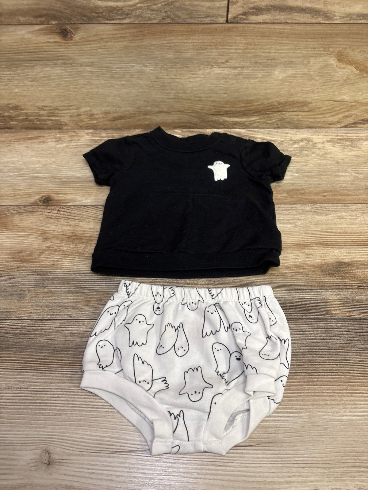 Cat & Jack 2pc Ghost Shirt & Bloomers Set Black sz 6-9m