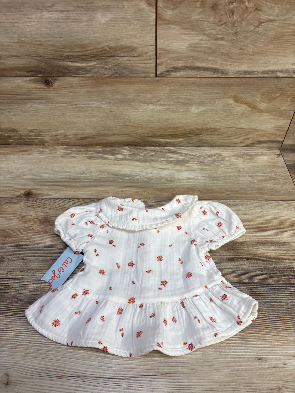 NEW Cat & Jack Gauze Button-Front Peplum Top White sz 12m