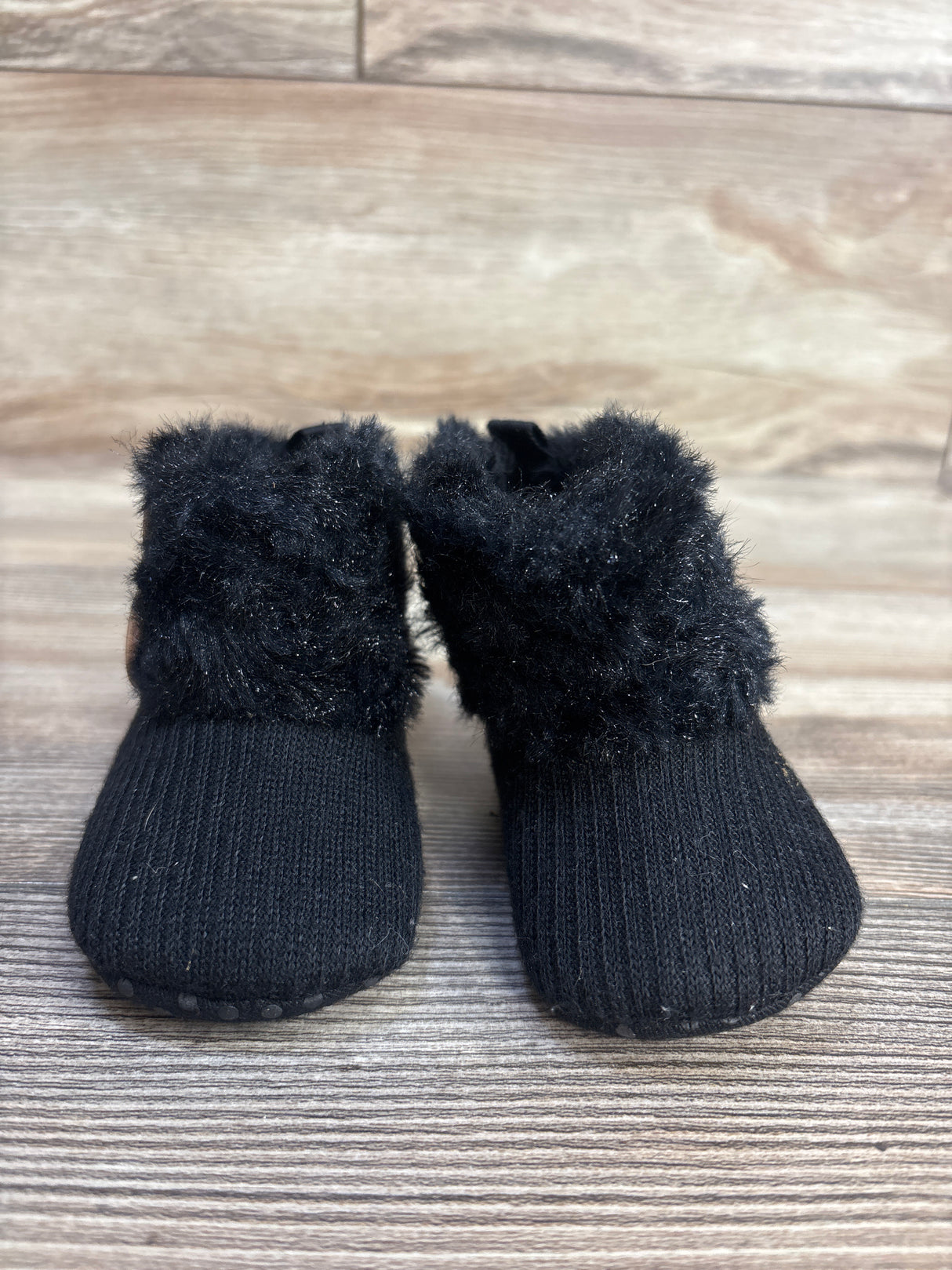 Faux Fur Cuff Baby Booties Black sz 1/2c