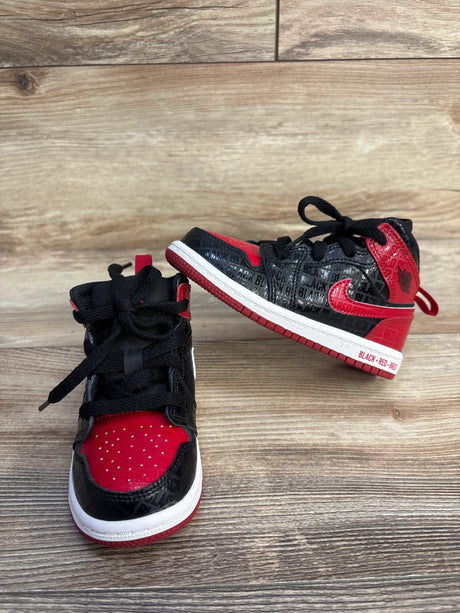 Air Jordan 1 Mid SS TD 'Black + Red = Bred' Sneakers sz 8c - Me n Mommy To Be