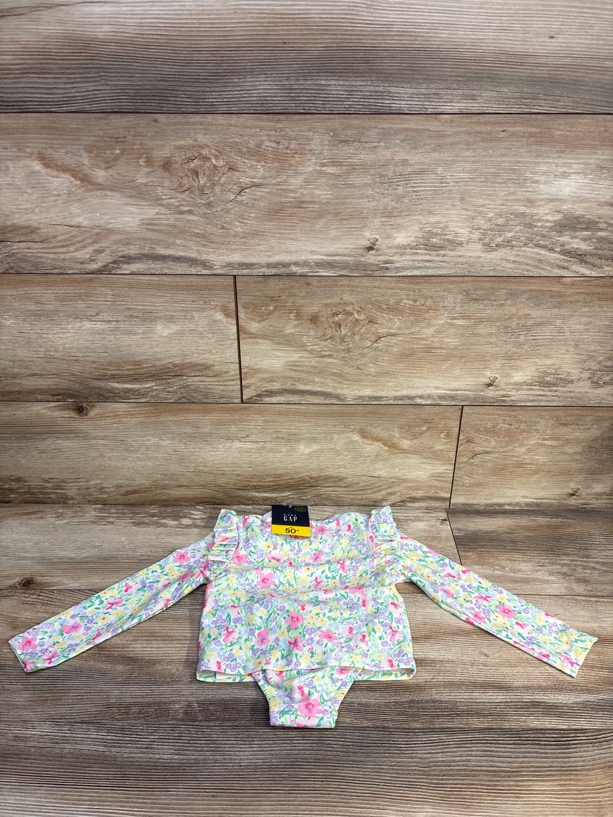 NEW Baby Gap 2pc Floral Rash Guard Top & Bikini Bottoms Set White sz 3T
