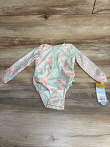 NEW Cat & Jack 1pc Leaf Print Rashguard Swimsuit Pink sz 2T