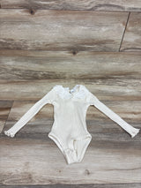 Zara Eyelet Collar Long Sleeve Ribbed Bodysuit Ivory sz 18-24m