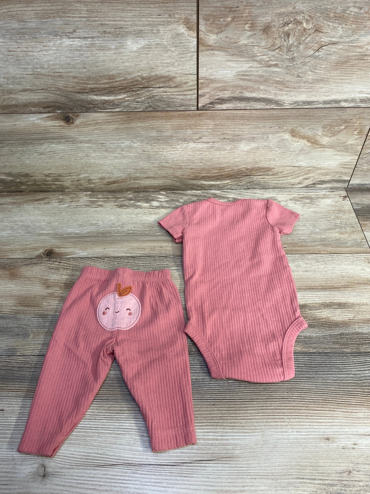 Carter's Ribbed Apple Print Bodysuit & Leggings Set Pink sz 3m