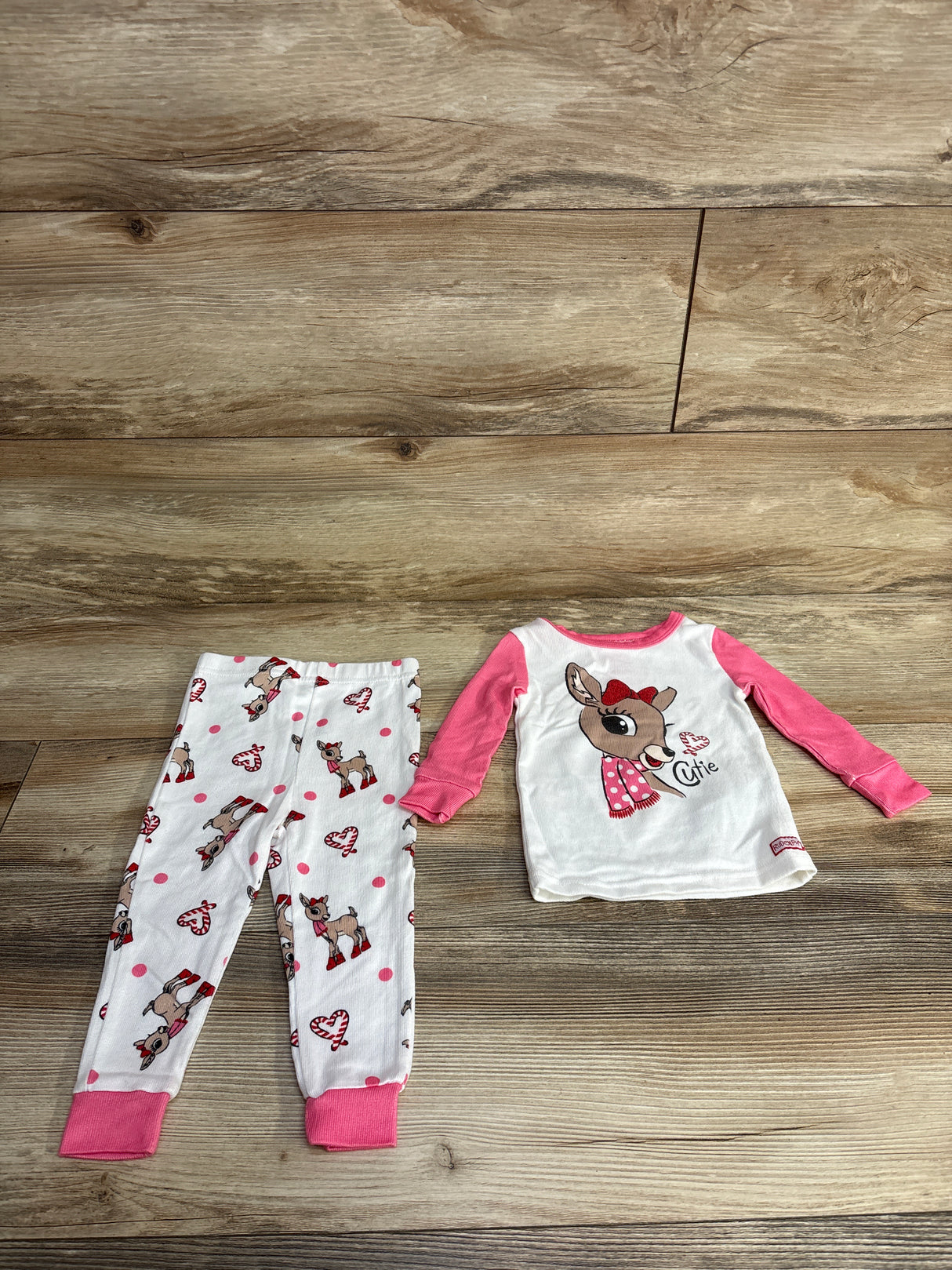 Rudolph The Red Nose Reindeer 2pc Pajama Set White sz 12m