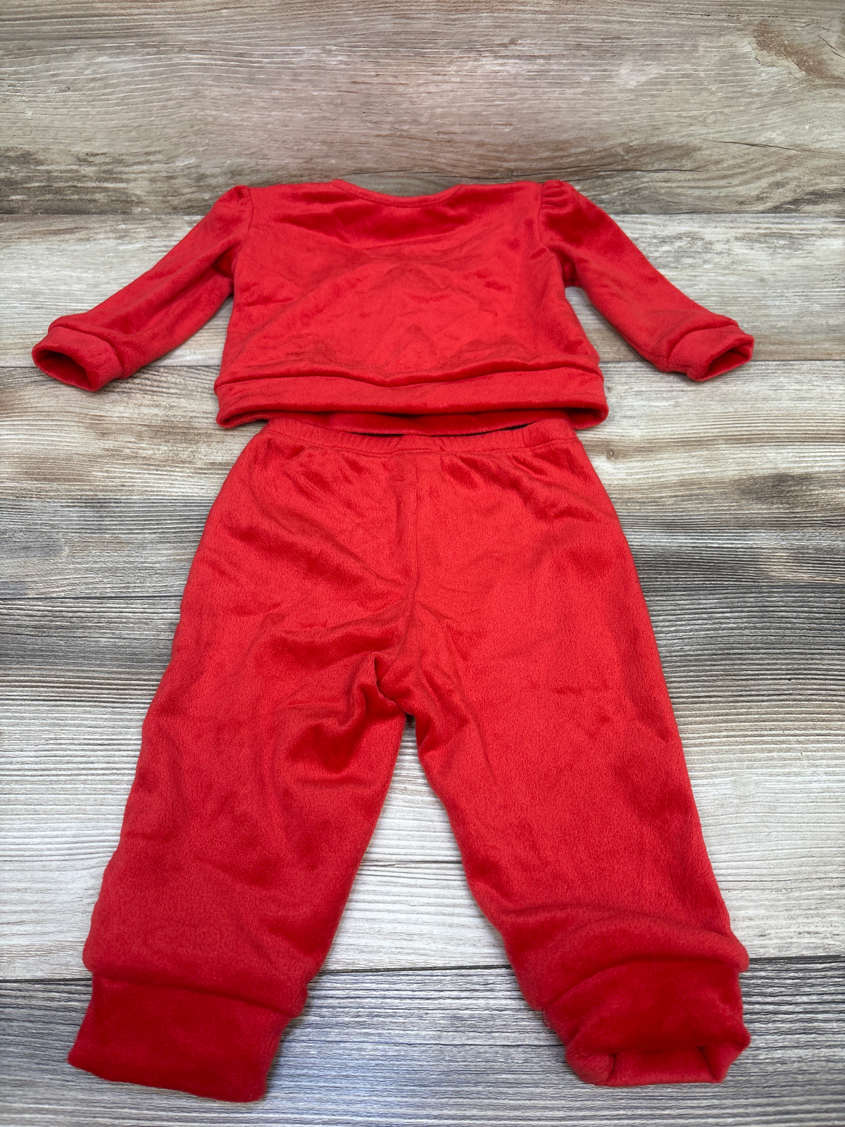 Okie Dokie 2pc Velour Sweatshirt & Pants Set Red sz 6m