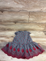 Janie & Jack The Festive Floral Embroidered Dress Grey sz 2T