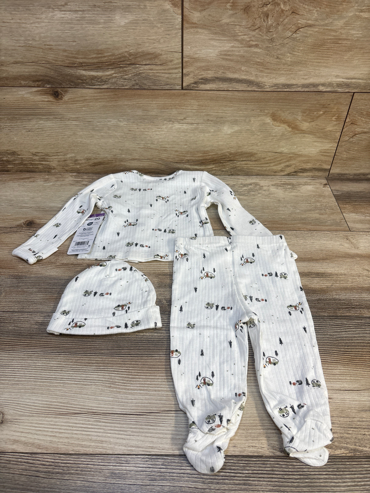 NEW Gerber 3Pc Camping Ribbed Set White sz 0-3m
