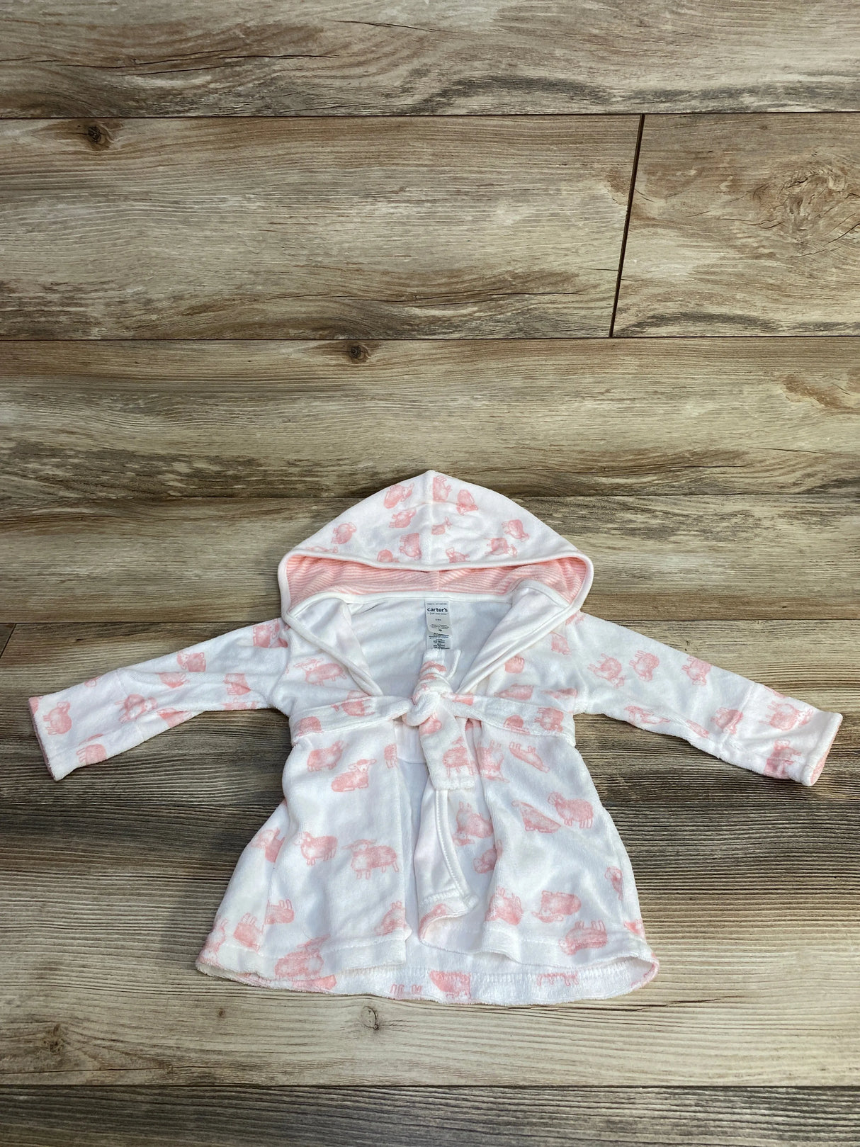 Just One You Sheep Print Terry Robe White sz 0-9m