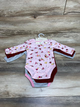 NEW Mon Cheri 3pk Floral Bodysuits Grey/Pink sz 3-6m