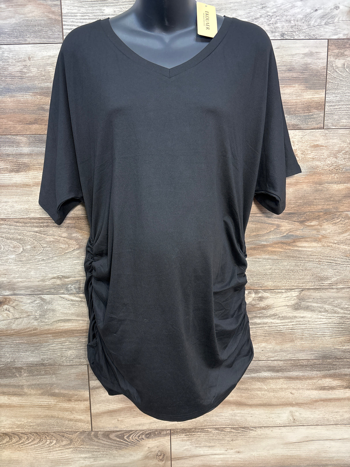 NEW Ekouaer Maternity Ruched Shirt Black sz XXL