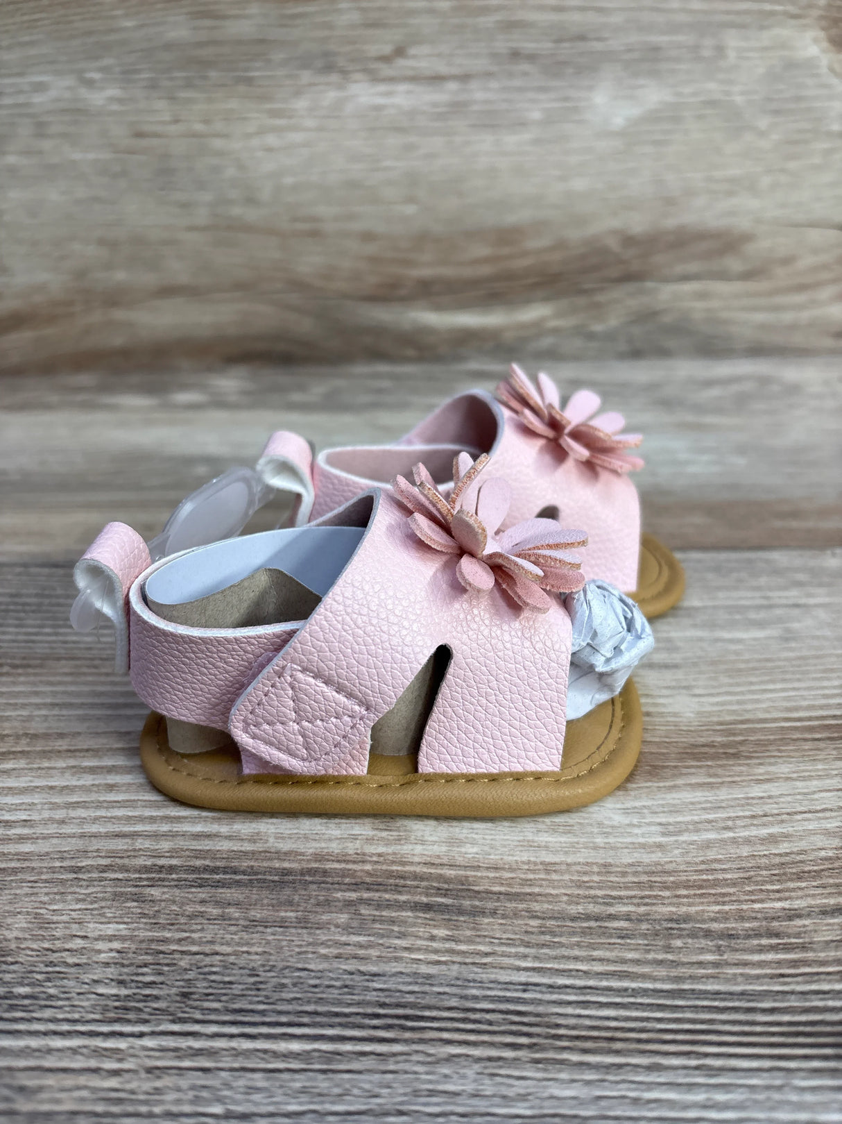 NEW First Steps Pink Leather Flower Sandals sz 1c - Me n Mommy To Be