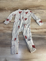 Forever French Bamboo Zip Pajamas Heart Print Ivory sz 0-3m