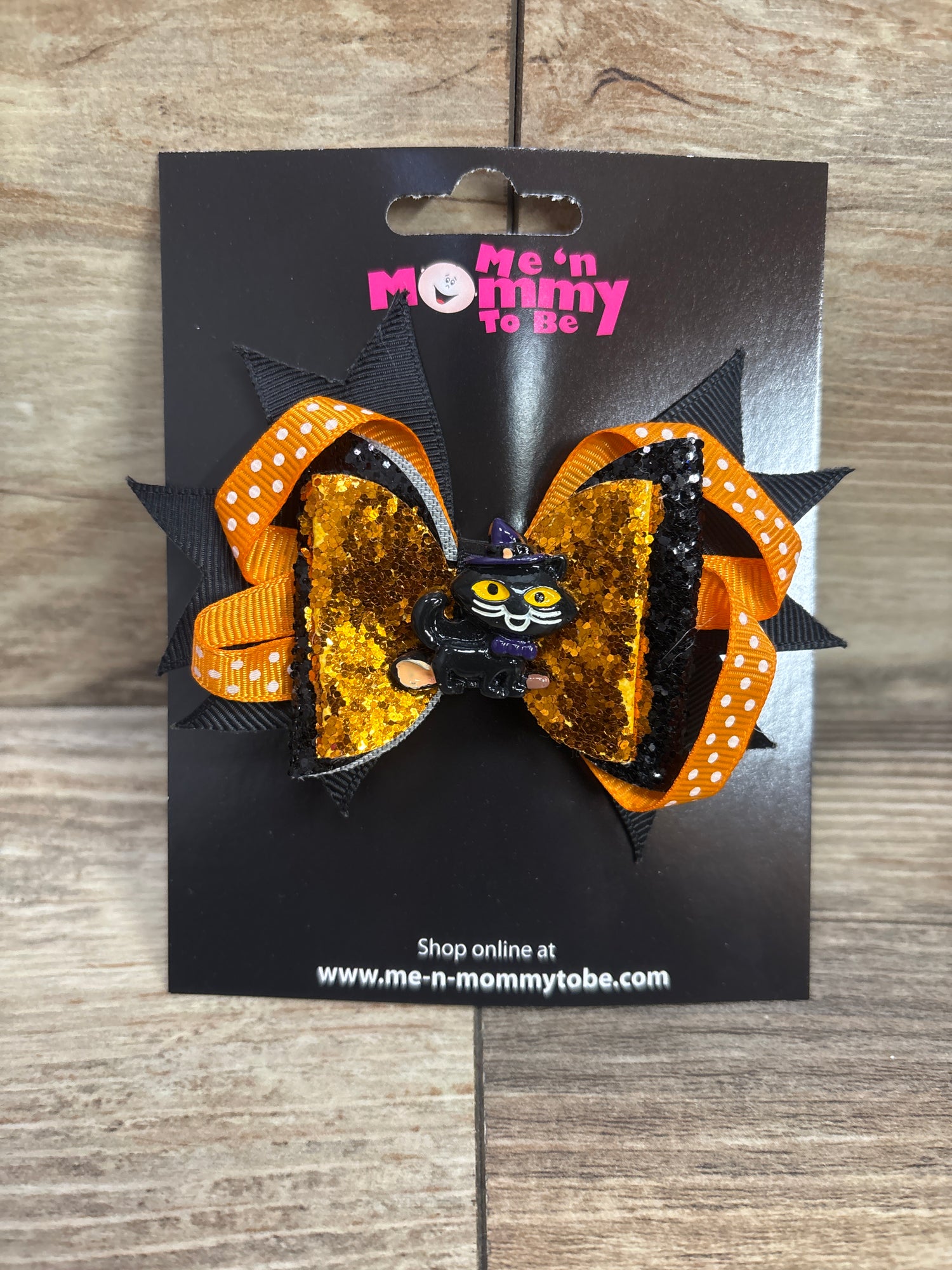 NEW Cat Applique Glitter Hair Bow