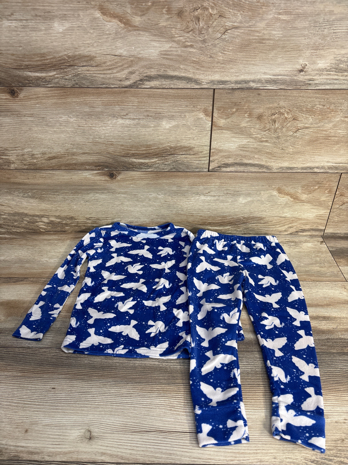 Cat & Jack Bird Velour Pajama Set Blue sz 3T