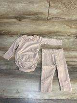 H&M Organic  2pc Floral Bodysuit & Bottoms Set Peach sz 6m