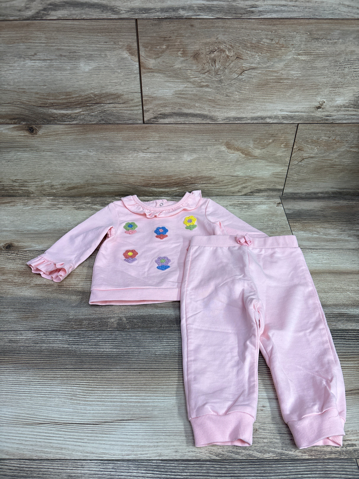 Little Me 2pc Embroidered Sweatshirt & Pants Set Pink sz 12m