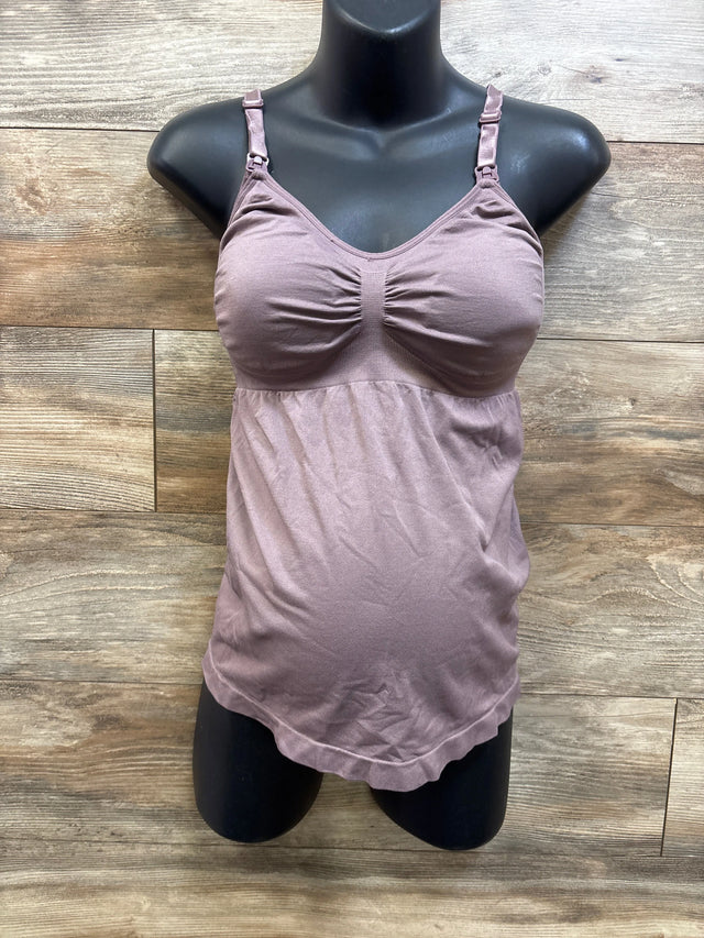 Purple Me 'n Mommy To Be nursing tank top on a black mannequin