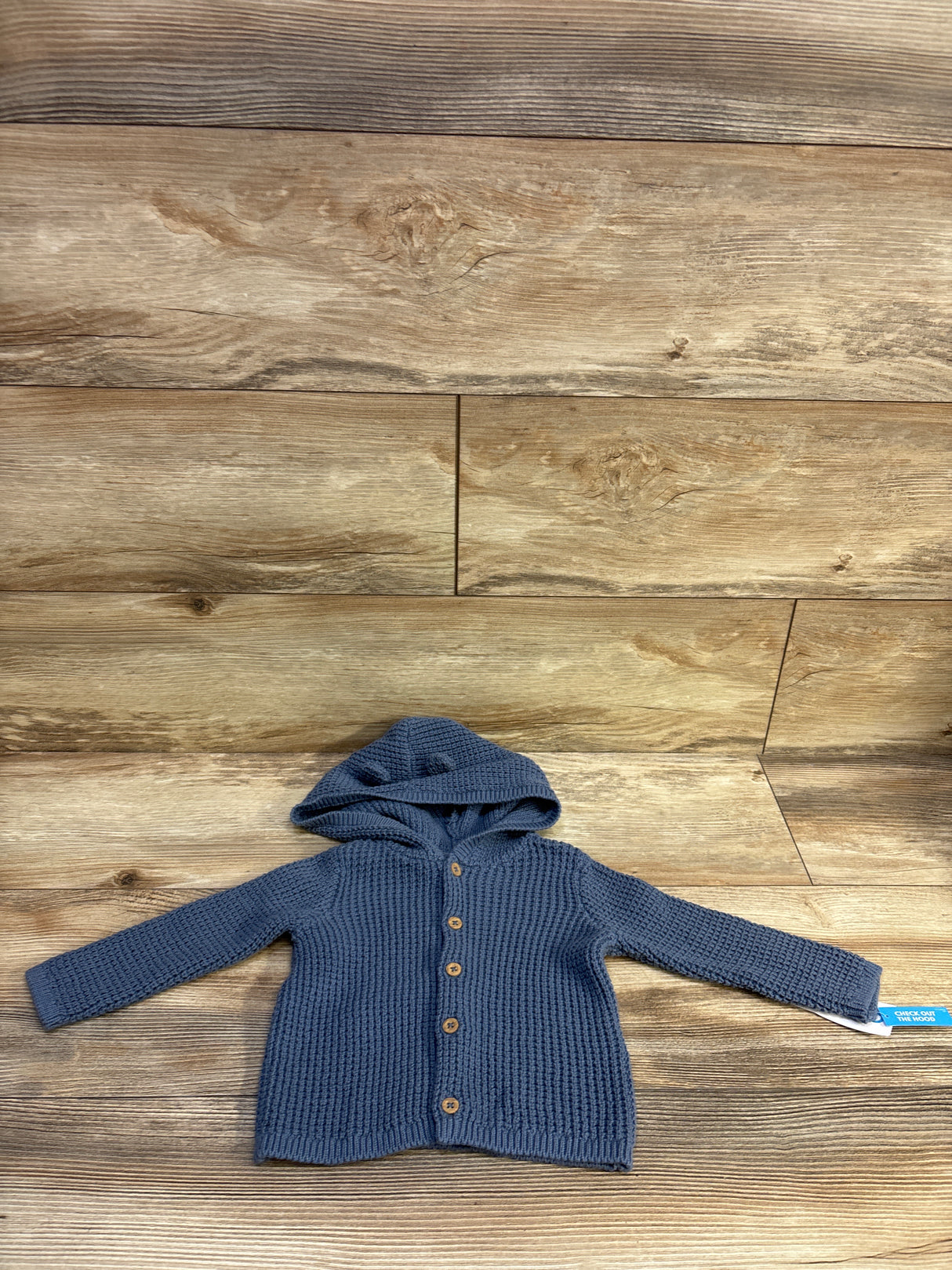 NEW Carter's Knit Hooded Button-Up Cardigan Blue sz 12m