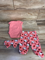Hello Kitty Strawberry 3pc Bodysuit Set Pink sz Newborn