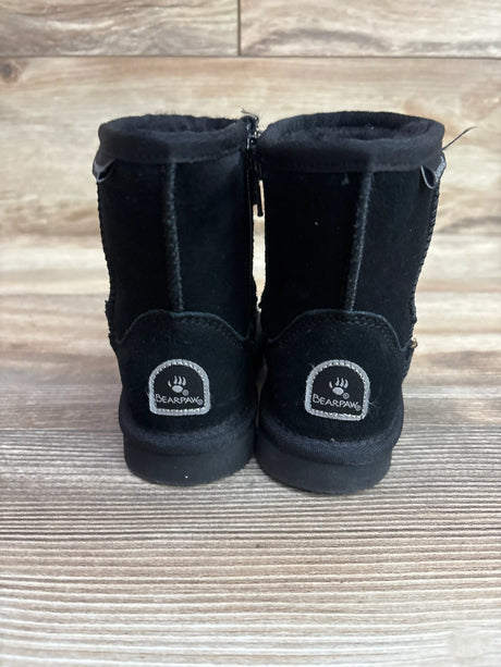 Back view of black BearPaw Eliza Boots for kids, size 8c.