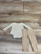 NEW Liam & James 2pc Ribbed Dog Bodysuit & Pants Set Brown 3-6m