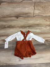 NEW Cat & Jack Ruffled Sweater Romper & Bodysuit Set Rust sz 3-6m