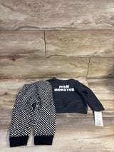 NEW Cat & Jack 2pc Milk Monster Sweatshirt & Joggers Charcoal sz 18m