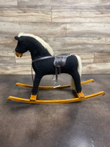 Rocking Horse Vintage Black Beauty Plush Wooden Rocker