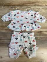 Just Lizzy 2pc Heart Print Peplum Top & Bottoms Set Grey sz 0-3m