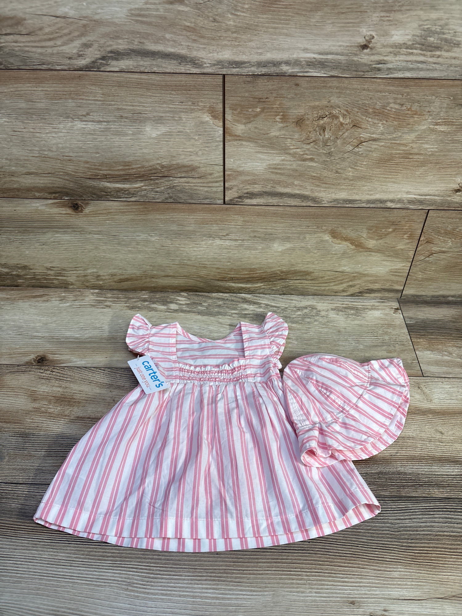 NEW Just One You 3pc Striped Dress, Bloomers, & Hat Set Pink sz 3m