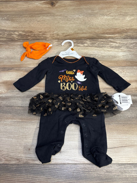 NEW Koala Kids 2pc Little Miss Boo Coverall & Headband Black sz Newborn - Me n Mommy To Be