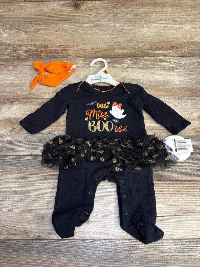 NEW Koala Kids 2pc Little Miss Boo Coverall & Headband Black sz Newborn - Me n Mommy To Be