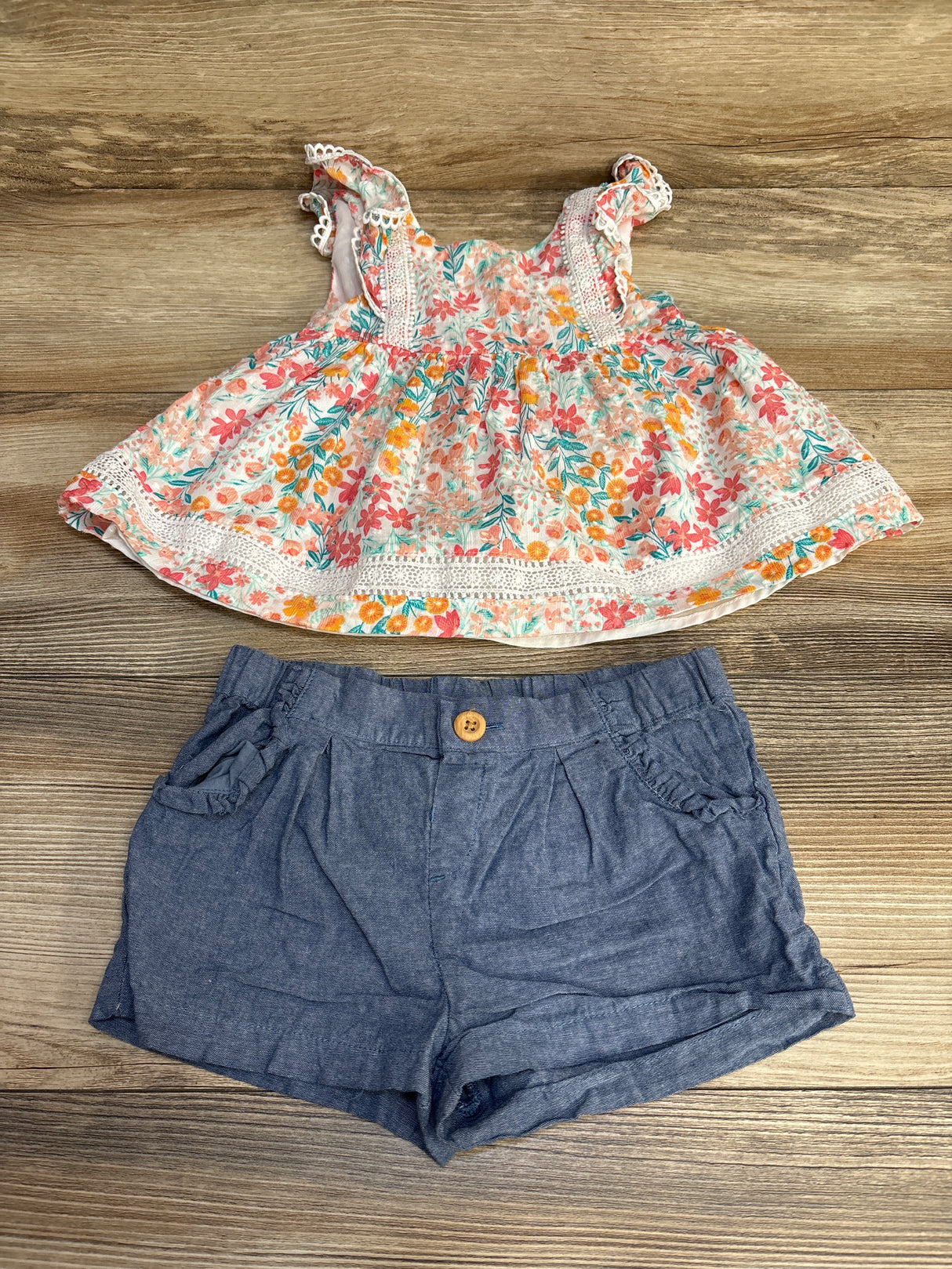 Tommy Bahama 2pc Floral Top & Shorts White sz 18m
