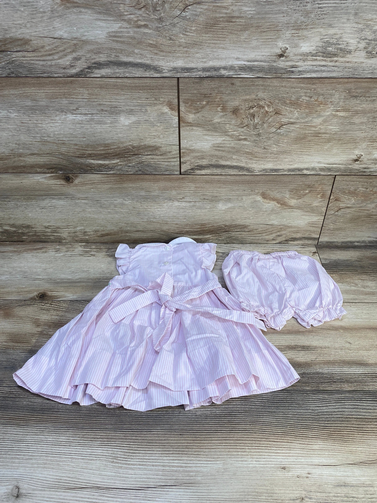 Petit Bebe 2pc Striped Smocked Dress & Bloomers Pink sz 3m