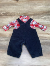 Just One You 2pc Flannel Bodysuit & Corduroy Overalls Black/Red sz Newborn